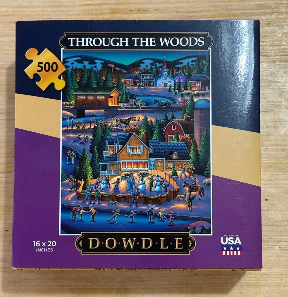 Dowdle Through the Woods Jigsaw Puzzle 500 Piece Folk Art NEW/SEALED